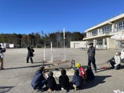 ペットボトルロケットの打ち上げ