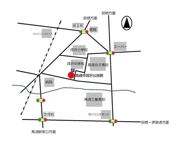 塚沢公民館２階講義室への地図