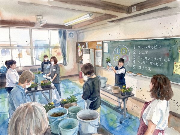 寄せ植え(冬の花)
