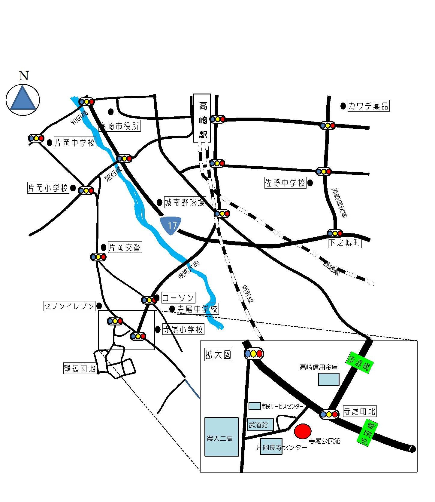寺尾公民館　１階　実習室　への地図
