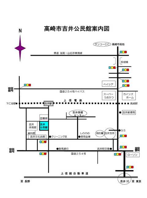 吉井公民館　講堂への地図